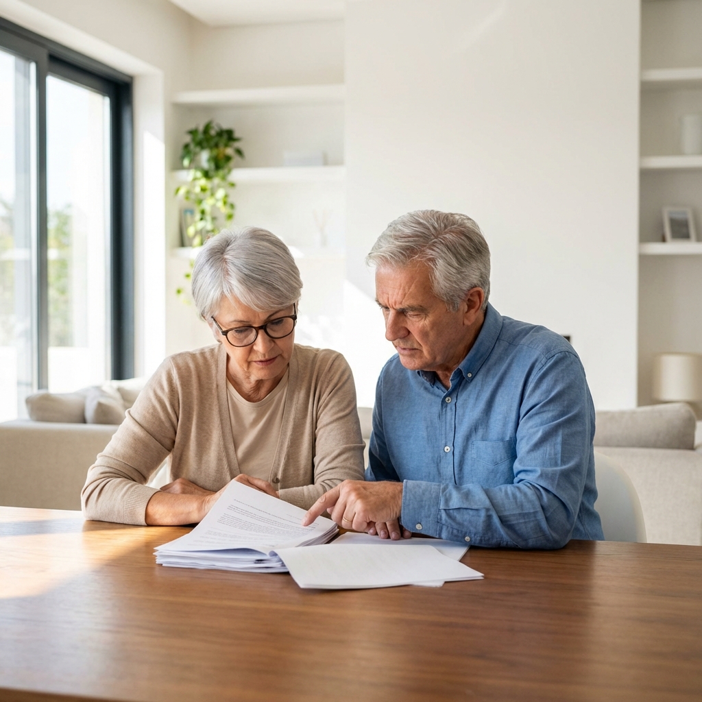 Para seniorów przeglądająca dokumenty